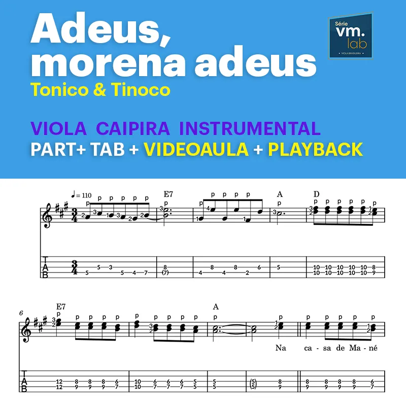 "Adeus, morena adeus" - arranjo instrumental para viola caipira com videoaula e playback